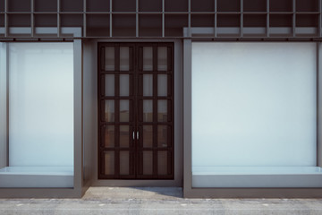 Fototapete - Contemporary shopfront with empty billboard