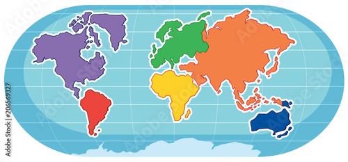 A Colourful Map on White Ba...