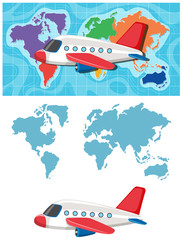 Sticker - Plane and Wold Map Template