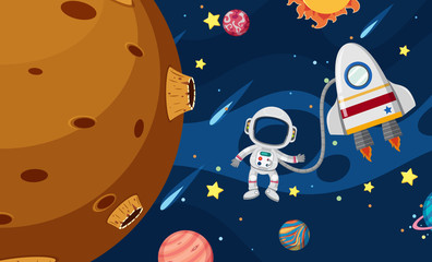 Wall Mural - An Astronaut Exploring the Universe