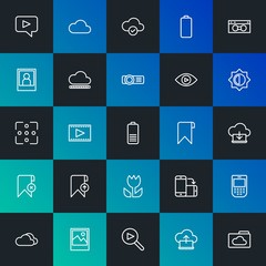 Poster - Modern Simple Set of cloud and networking, mobile, video, photos, bookmarks Vector outline Icons. Contains such Icons as  and more on dark and gradient background. Fully Editable. Pixel Perfect.