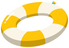 A Swimming Ring Yellow On White Background