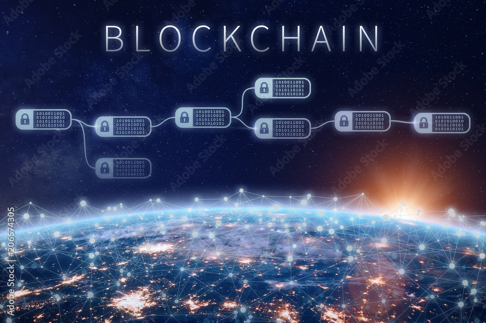 Blockchain financial technology concept, network encrypted chain of ...
