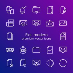 Poster - Modern Simple Set of folder, time, files, email Vector outline Icons. Contains such Icons as empty, broken,  block,  information,  report and more on gradient background. Fully Editable. Pixel Perfect