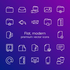 Poster - Modern Simple Set of folder, time, files, email Vector outline Icons. Contains such Icons as  internet,  zip,  storage, video, search and more on gradient background. Fully Editable. Pixel Perfect