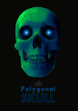 Polygonal Green Skull On Black BG