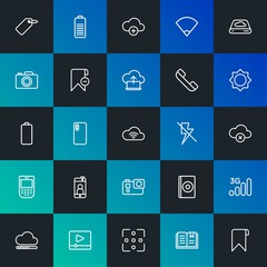 Poster - Modern Simple Set of cloud and networking, mobile, video, photos, bookmarks Vector outline Icons. Contains such Icons as  and more on dark and gradient background. Fully Editable. Pixel Perfect.