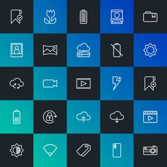 Poster - Modern Simple Set of cloud and networking, mobile, video, photos, bookmarks Vector outline Icons. Contains such Icons as  and more on dark and gradient background. Fully Editable. Pixel Perfect.