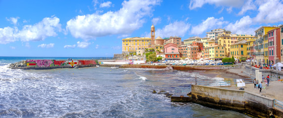 colourful italian riviera landscapes of Genova Nervi Porticciolo - Liguria city - Italy