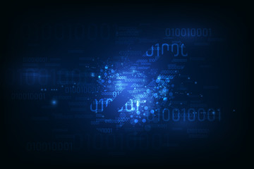 Poster - Blockchain hyperlink symbol on binary code number big data flow information.  concept vector illustration background template