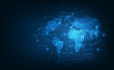 Poster - Global network Blockchain connection. World map point and line composition concept of global business. Vector Illustration