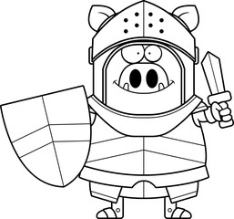 Poster - Cartoon Boar Knight Sword