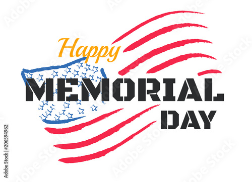 Memorial Day With Usa Flag Vector On White Background Or Banner