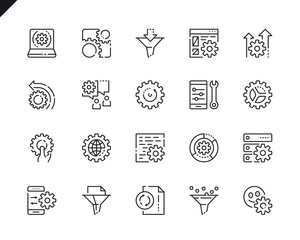 Poster - simple set data processing line icons for website and mobile apps.