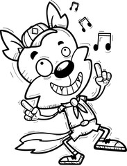 Sticker - Cartoon Male Wolf Scout Dancing