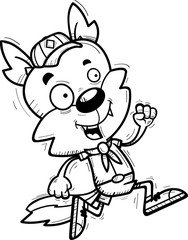 Sticker - Cartoon Male Wolf Scout Running