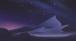 Desert landscape with stars on the night sky. Romantic natural wallpaper for sci-fi or fantasy background.