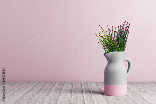 Fotomural Vase with flowers on pink background