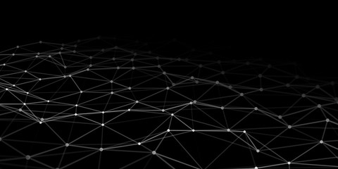 Leinwandbilder - Abstract technology background with connecting dots and lines. Low poly shape.