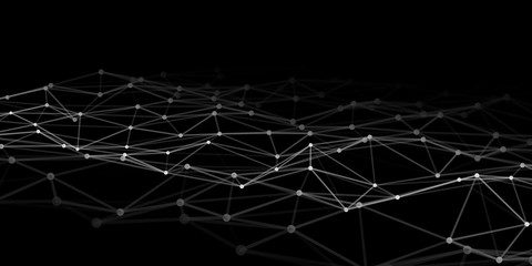 Abstract technology background with connecting dots and lines. Low poly shape.