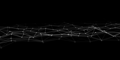 Abstract technology background with connecting dots and lines. Low poly shape.