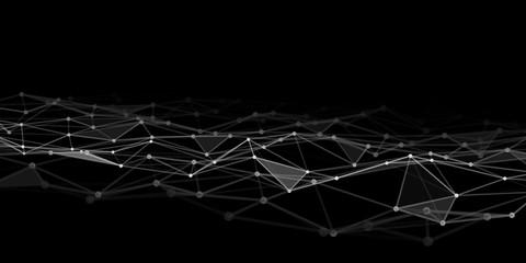 Poster - Abstract technology background with connecting dots and lines. Low poly shape.