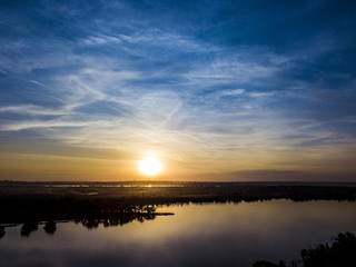 Wall Mural - fantastic evening on the river during dusk with clear amazing sky