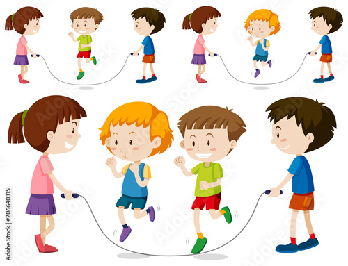 A Set of Kid Rope Jump Canvas Print
