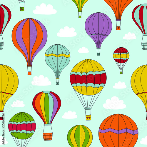 Fotografia, Obraz Seamless Background of Hot Air Balloons