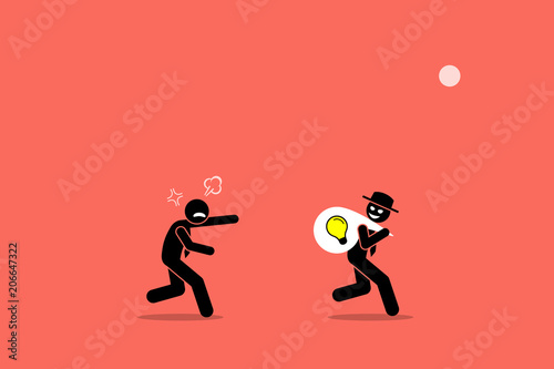Fotomural Evil businessman stealing business idea