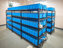 Battery Room,Rows Of Batteries In Industrial Backup Power System.