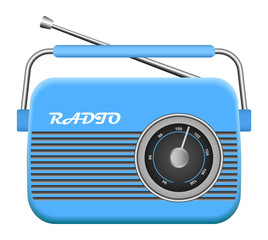 Poster - Blue old radio mockup. Realistic illustration of blue old radio vector mockup for web design isolated on white background