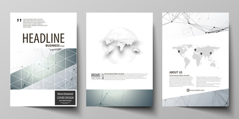 Poster - Business templates for brochure, magazine, flyer. Cover design template, vector layout in A4 size. Genetic and chemical compounds. DNA and neurons. Science technology concept. Geometric background.