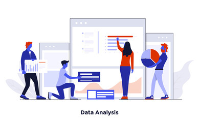 Poster - modern flat design concept illustration - data analysis