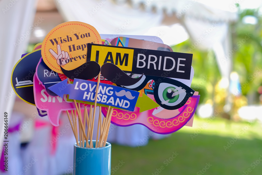Photo booth props colors text design, Props for photos on weddings ...