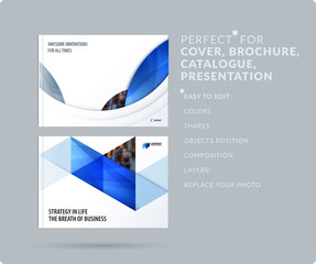 Wall Mural - Smooth design presentation template with colourful round shapes. Abstract vector set of modern horizontal banners