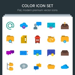 Poster - Modern Simple Set of cloud and networking, chat and messenger, folder, email Vector flat Icons. Contains such Icons as cloud,  post,  empty and more on dark background. Fully Editable. Pixel Perfect