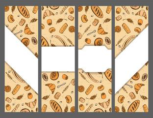 hand drawn bakery shop flyers set.