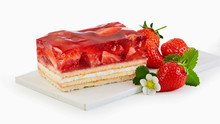 Slice Of Fresh Strawberry Tart With Ripe Fruit