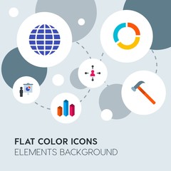 Leinwandbilder - business, industry, charts flat vector icons and elements background with circle bubbles networks.Multipurpose use on websites, presentations, brochures and more