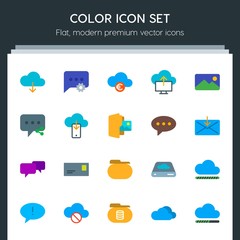 Poster - Modern Simple Set of cloud and networking, chat and messenger, folder, email Vector flat Icons. Contains such Icons as  cloud,  database and more on dark background. Fully Editable. Pixel Perfect