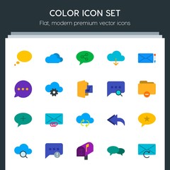 Poster - Modern Simple Set of cloud and networking, chat and messenger, folder, email Vector flat Icons. Contains such Icons as  sky, favorite, cloud and more on dark background. Fully Editable. Pixel Perfect