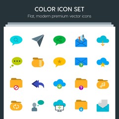 Poster - Modern Simple Set of cloud and networking, chat and messenger, folder, email Vector flat Icons. Contains such Icons as  talk,  think,  reply and more on dark background. Fully Editable. Pixel Perfect