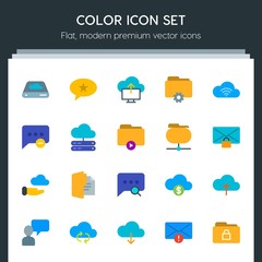 Poster - Modern Simple Set of cloud and networking, chat and messenger, folder, email Vector flat Icons. Contains such Icons as message,  folder,  web and more on dark background. Fully Editable. Pixel Perfect