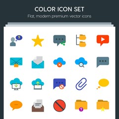 Poster - Modern Simple Set of cloud and networking, chat and messenger, folder, email Vector flat Icons. Contains such Icons as  technology,  letter and more on dark background. Fully Editable. Pixel Perfect