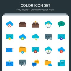 Poster - Modern Simple Set of cloud and networking, chat and messenger, folder, email Vector flat Icons. Contains such Icons as  cloud,  message, chat and more on dark background. Fully Editable. Pixel Perfect