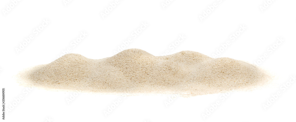 Pile of sand on white. - obrazy, fototapety, plakaty 