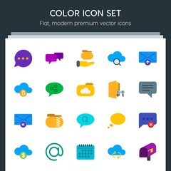 Poster - Modern Simple Set of cloud and networking, chat and messenger, folder, email Vector flat Icons. Contains such Icons as  search,  document and more on dark background. Fully Editable. Pixel Perfect