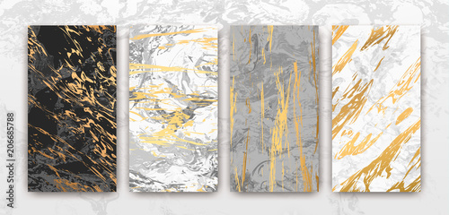 Gold, black, white marble template, artistic covers design, colorful texture,...