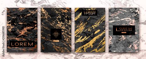 Gold, black, white marble template, artistic covers design, colorful texture,...